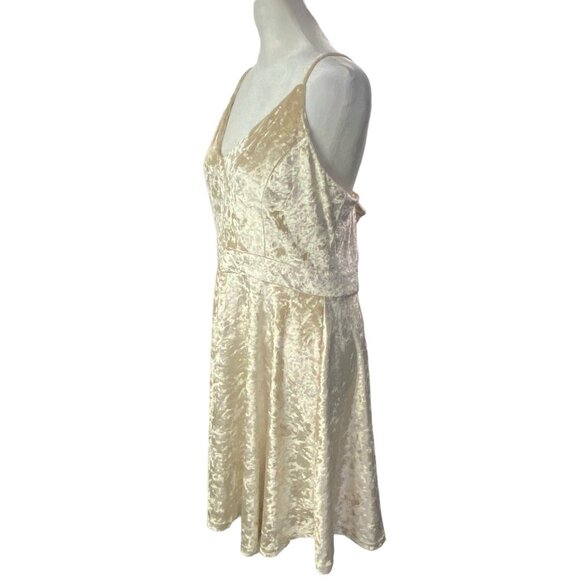 NWT R VIVIMOS Women Velvet V Neck Mini Dress Sz XL Cream Straps Sexy Party 60-12 - Picture 6 of 16